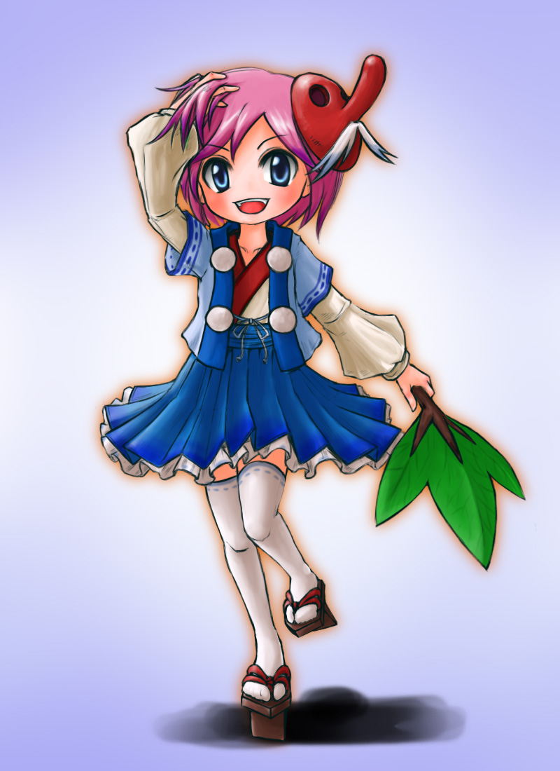 child, cuphea, fan, geta, japanese_clothes, mask, original, pink_hair