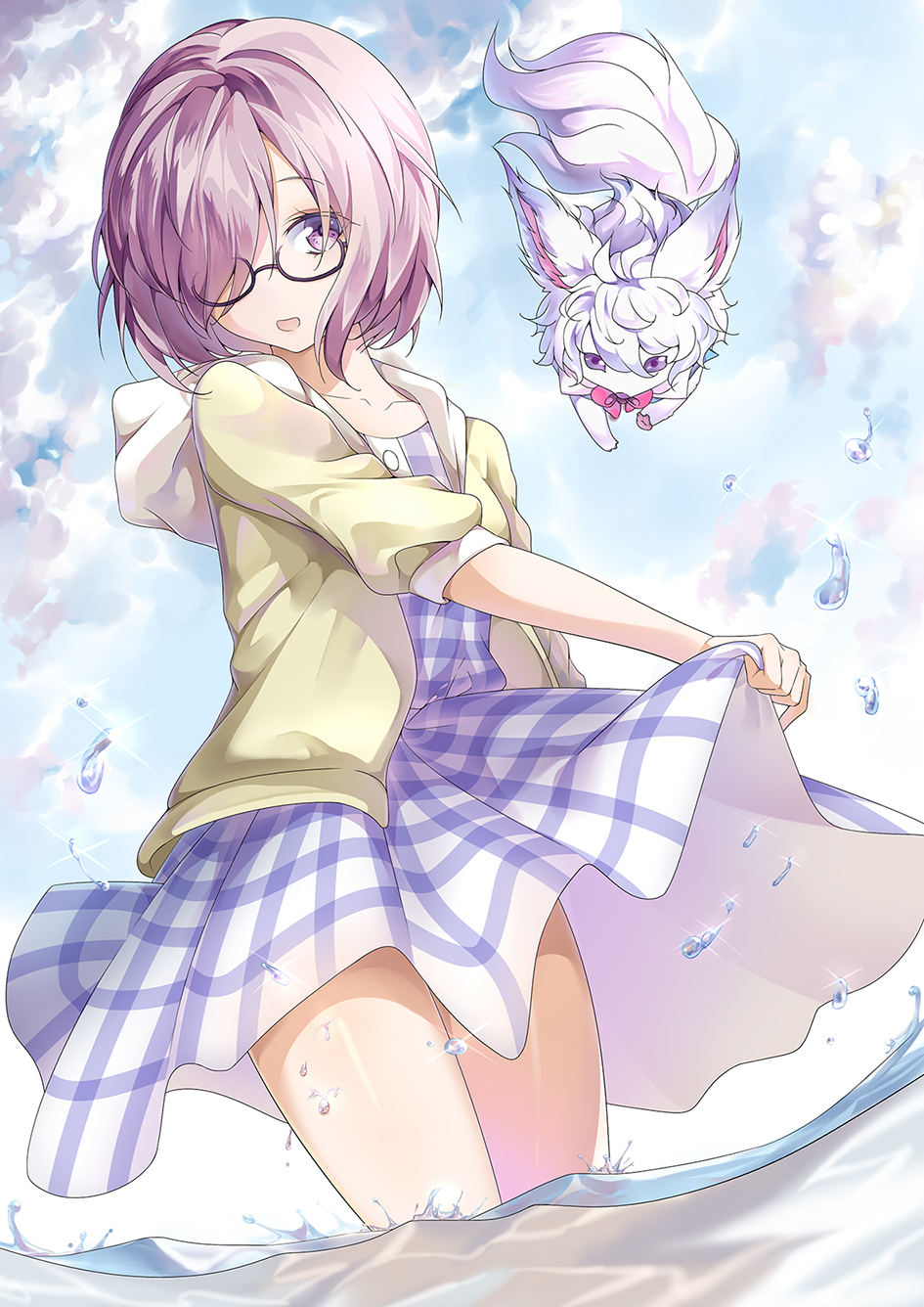 1girl, bow, canegouzi, clouds, day, dress, fate/grand_order, fate_(series)