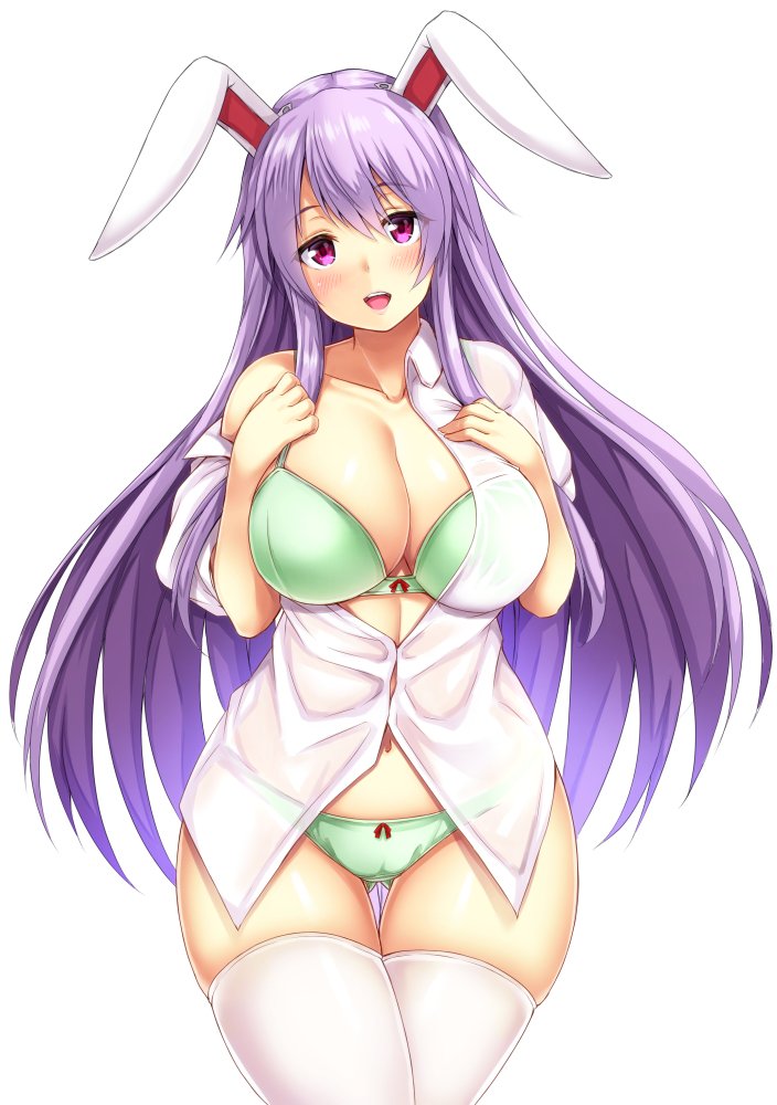 1girl, animal_ears, blush, bow, bow_bra, bow_panties, bra, breasts