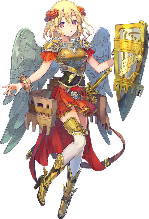 1girl, armor, azutarou, blonde_hair, castel_sant'angelo_(oshiro_project), flower, full_body, hair_flower