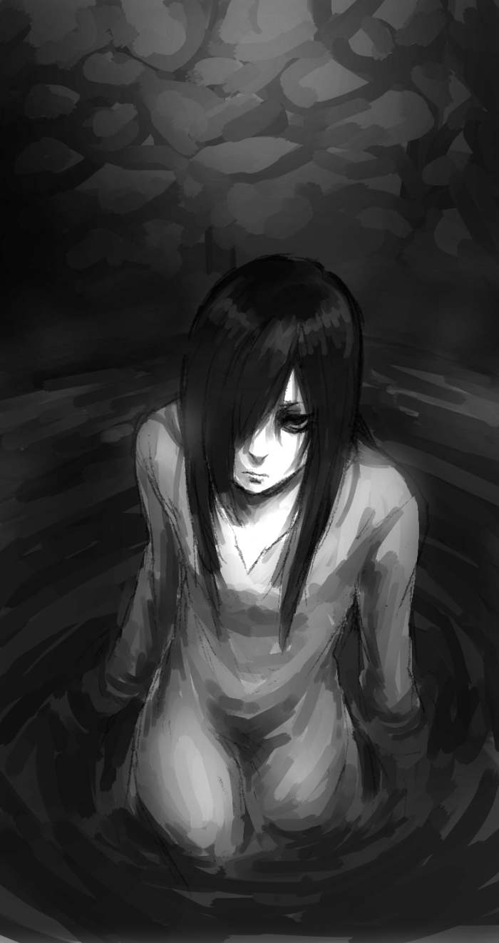 1girl, black_hair, dress, highres, long_hair, solo, the_ring, very_long_hair