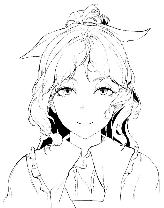 1girl, hair_ribbon, hiyuu_(flying_bear), looking_at_viewer, monochrome, ribbon, touhou, watatsuki_no_yorihime