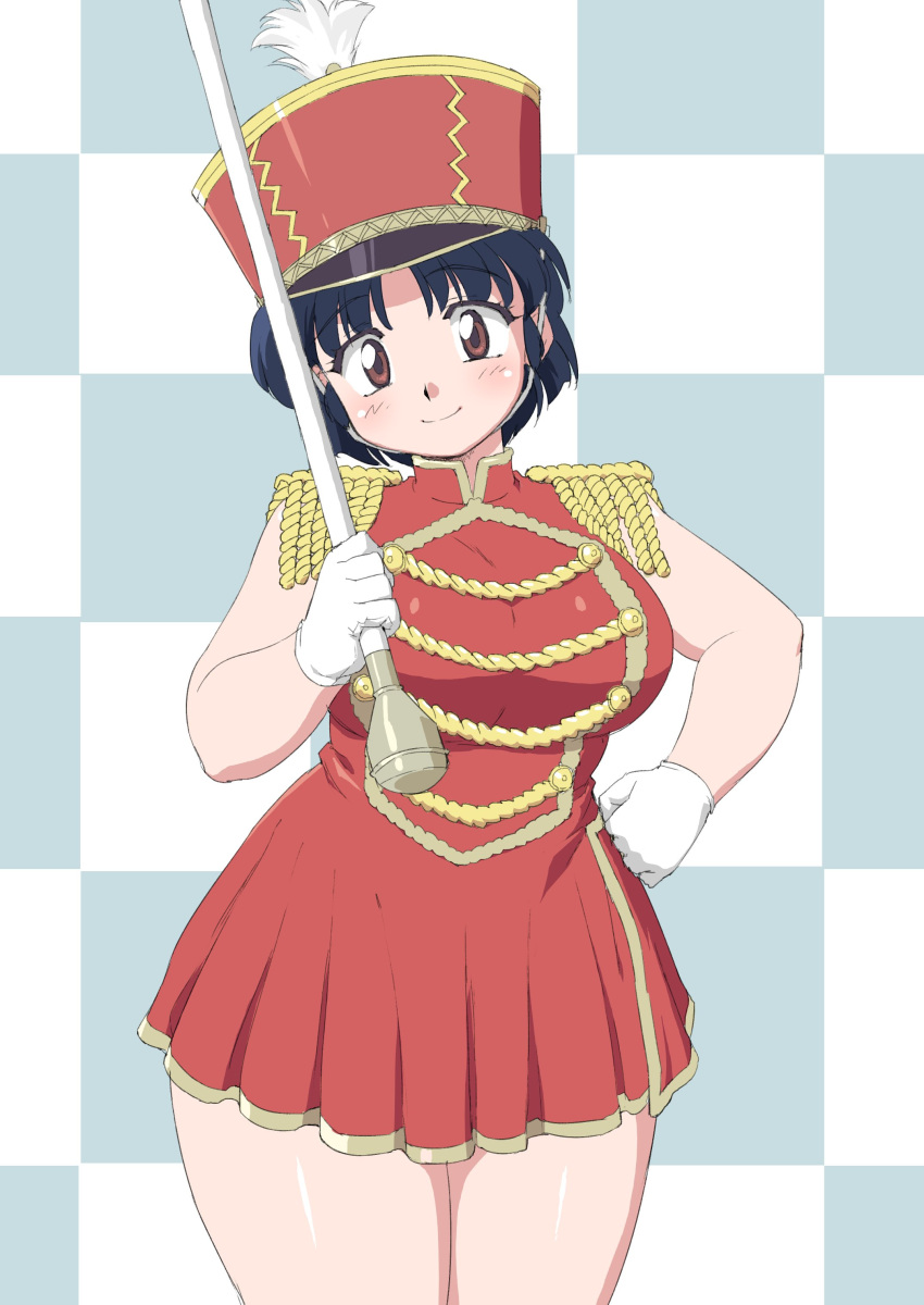 1girl, absurdres, alternate_costume, bare_arms, blue_hair, blush, breasts, brown_eyes