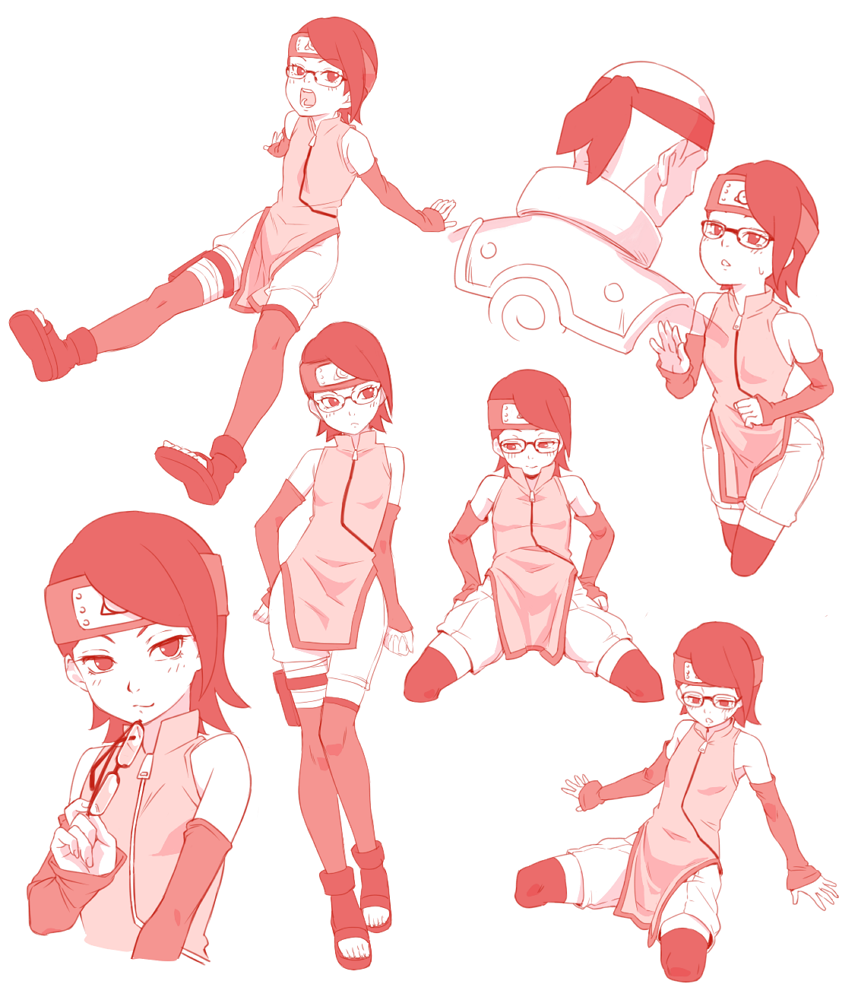 1boy, 1girl, black_hair, blush, boruto:_naruto_next_generations, forehead_protector, glasses, glasses_removed