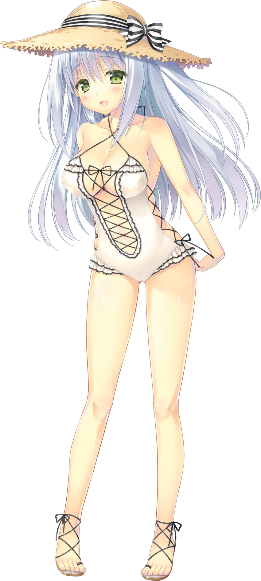 1girl, absurdres, arms_behind_head, ashishun, blush, breasts, closed_eyes, cross-laced_clothes