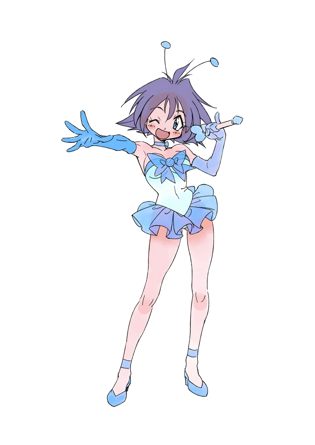 1girl, amelia_wil_tesla_seyruun, araizumi_rui, black_hair, blue_eyes, blush, breasts, cleavage