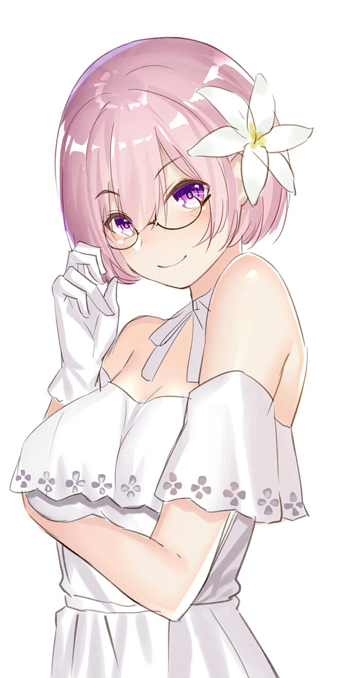 1girl, bangs, bare_shoulders, black-framed_eyewear, breast_hold, breasts, choker, closed_mouth