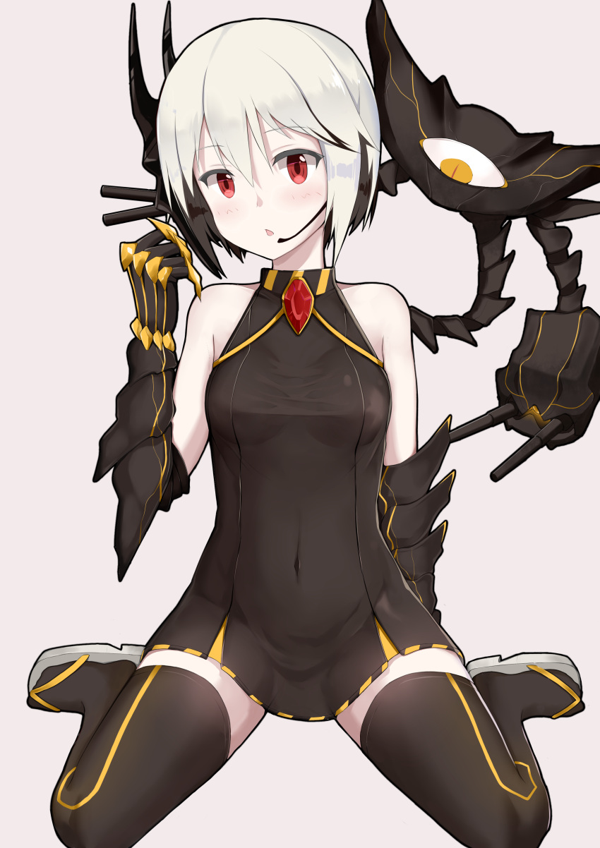 1girl, :o, absurdres, ayanami_(zhan_jian_shao_nyu), bare_shoulders, black_dress, black_hair, black_legwear