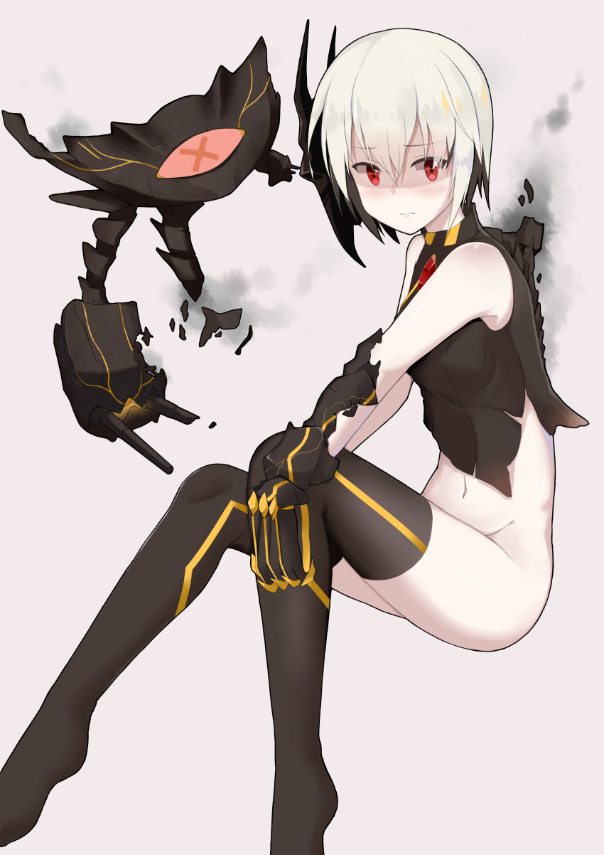 1girl, :o, absurdres, ayanami_(zhan_jian_shao_nyu), bare_shoulders, black_hair, blush, bottomless