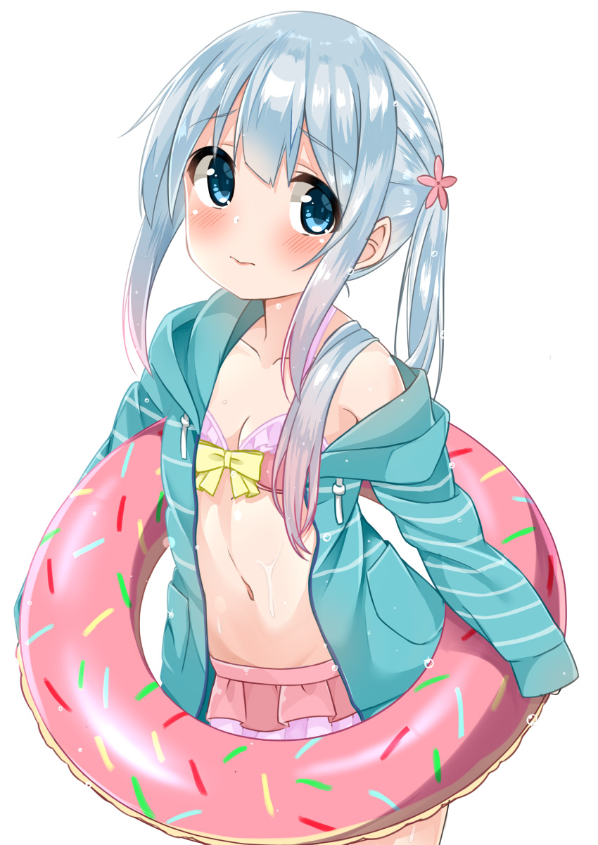 1girl, 3:, absurdres, bangs, bikini, bikini_skirt, blush, breasts