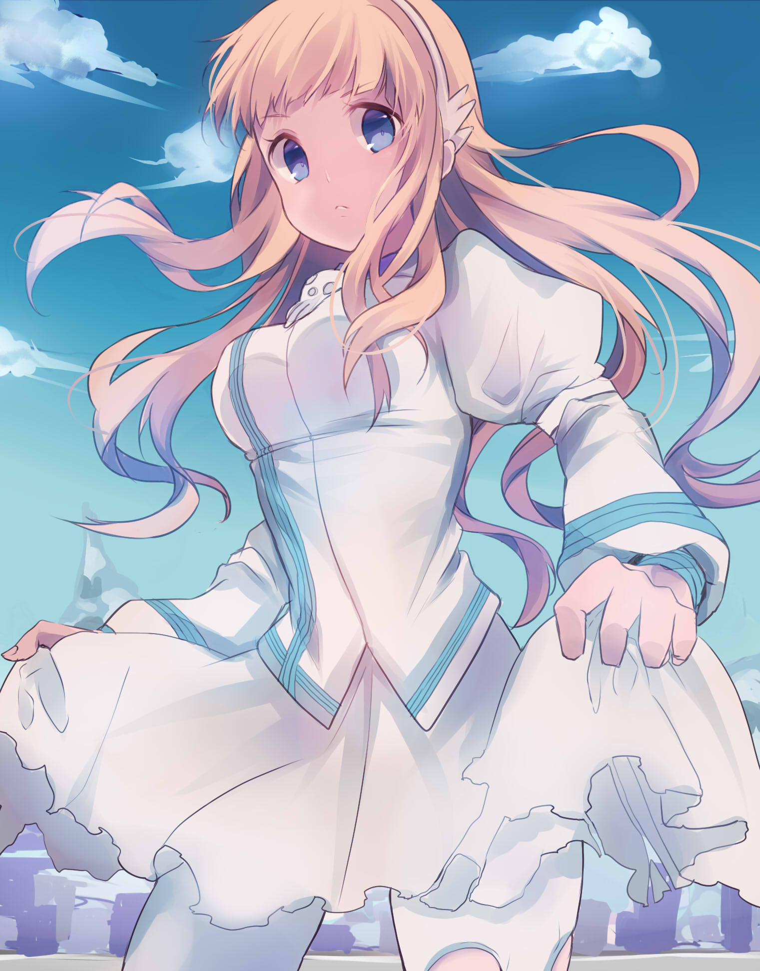 1girl, anya_hepburn, blonde_hair, blue_eyes, hairband, highres, long_hair, m0chigo3