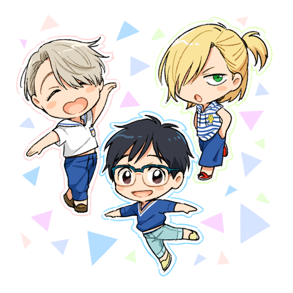 3boys, ^_^, black_hair, blonde_hair, blush_stickers, brown_eyes, chibi, closed_eyes