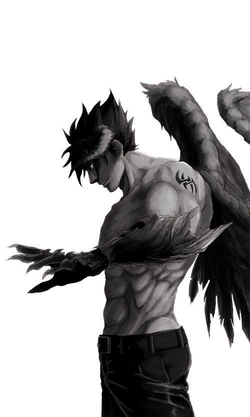 1boy, bangs, belt, black_hair, black_wings, dark_persona, demon_boy, demon_horns