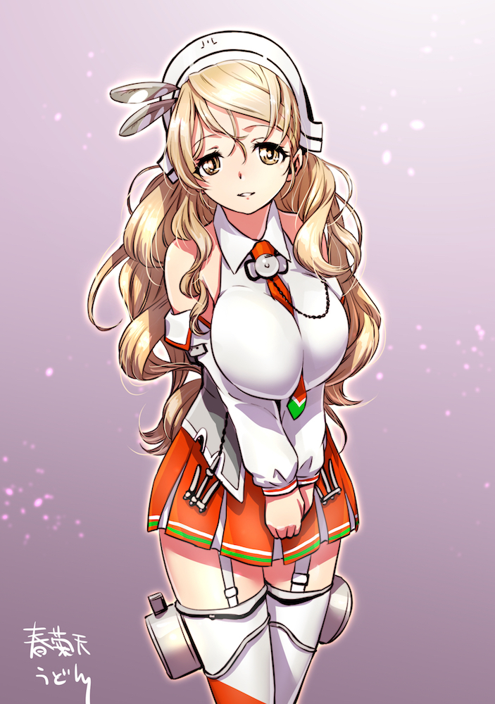 1girl, artist_name, bare_shoulders, breasts, brown_eyes, brown_hair, collared_shirt, detached_sleeves
