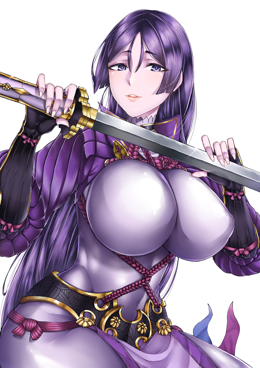 1girl, armor, bodysuit, breasts, cowboy_shot, fate/grand_order, fate_(series), hair_between_eyes