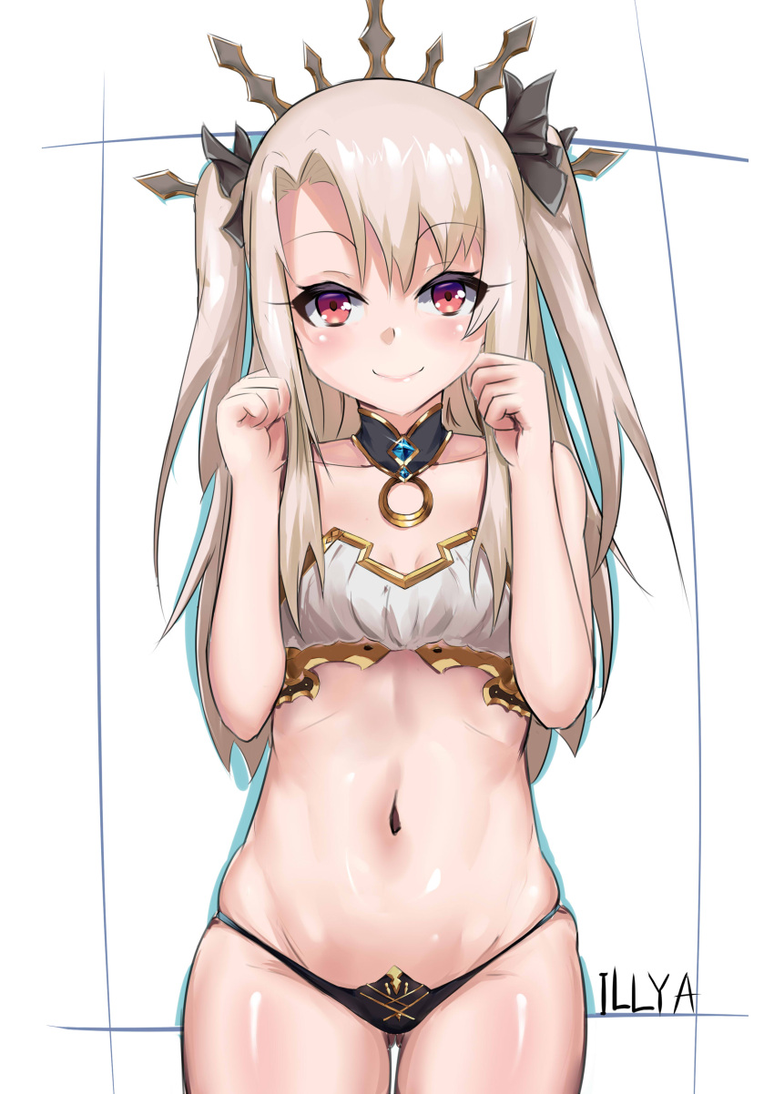 1girl, absurdres, artist_request, bare_shoulders, bikini, blonde_hair, breasts, character_name