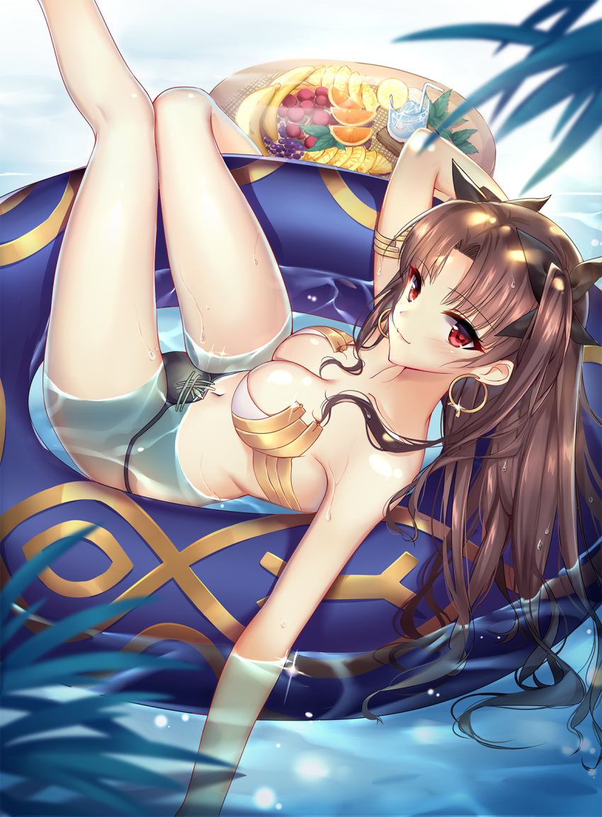 1girl, :3, adapted_costume, arm, arm_up, armlet, banana, bangs