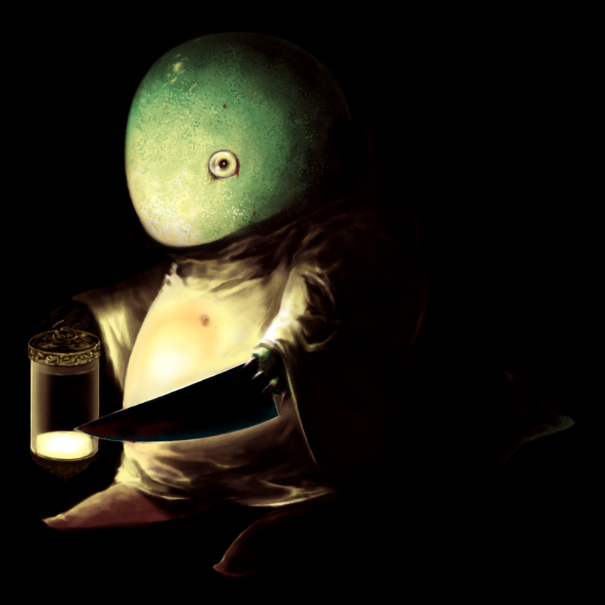 dark, final_fantasy, knife, lantern, solo, tonberry, xilla