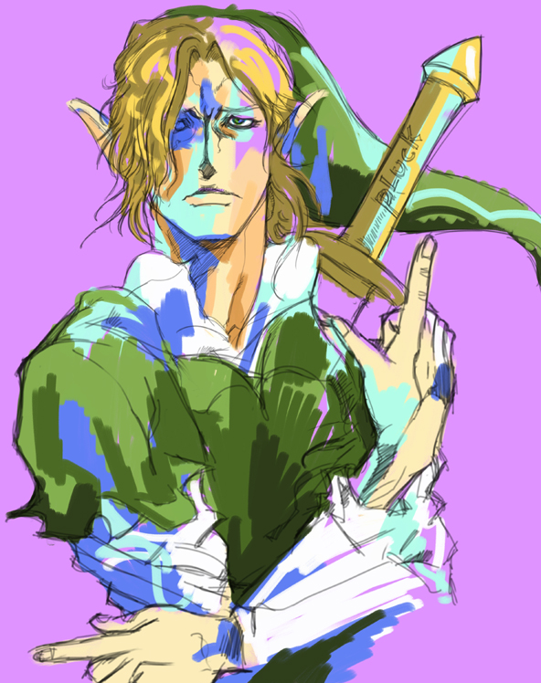 blonde_hair, jojo_no_kimyou_na_bouken, kakyoin_noriaki, kakyouin_noriaki, kazaana, link, male, nintendo