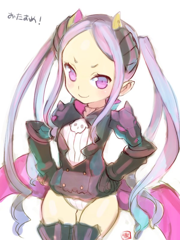 1girl, black_gloves, black_legwear, blush, boots, demon_girl, gloves, horns