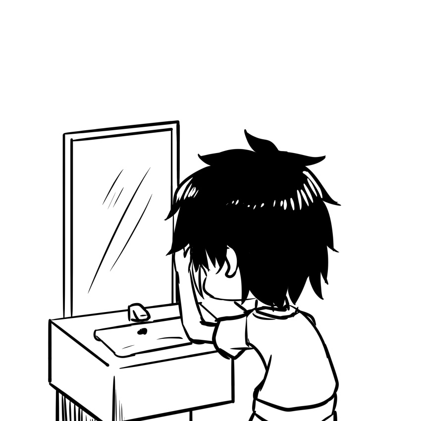 1boy, absurdres, fate/grand_order, fate_(series), fujimaru_ritsuka_(male), greyscale, hair_dye, highres