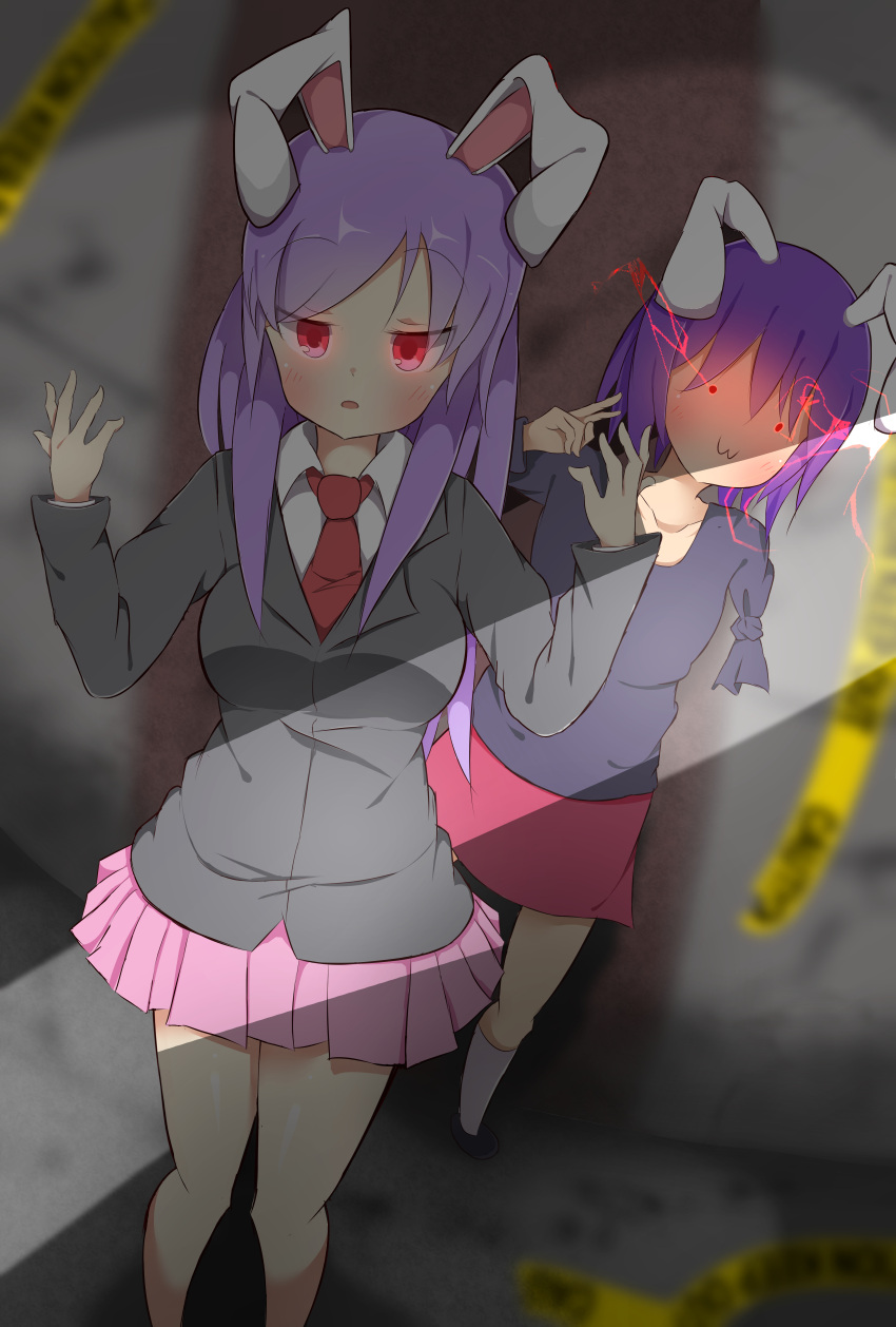2girls, :3, absurdres, akabeco, animal_ears, blush, breasts, collarbone