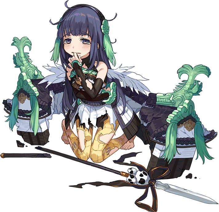 1girl, arm_warmers, bangs, black_hair, blush, finger_in_mouth, full_body, hairband