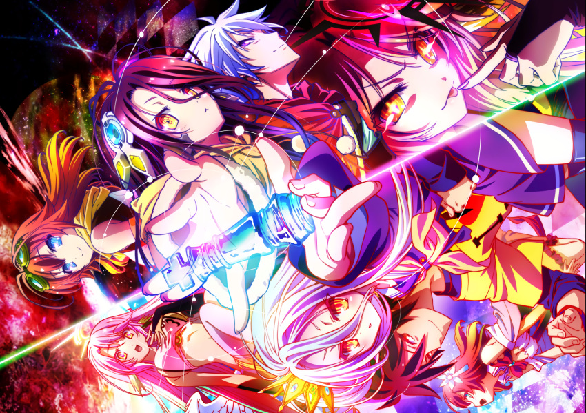 brown_hair, hair, jibril, long, male, mechagirl, no_game_no_life, orange_eyes, purple_hair, riku_dola, shiro_(no_game_no_life), shuvi_dola, sora_(no_game_no_life), stephanie_dola, white_hair