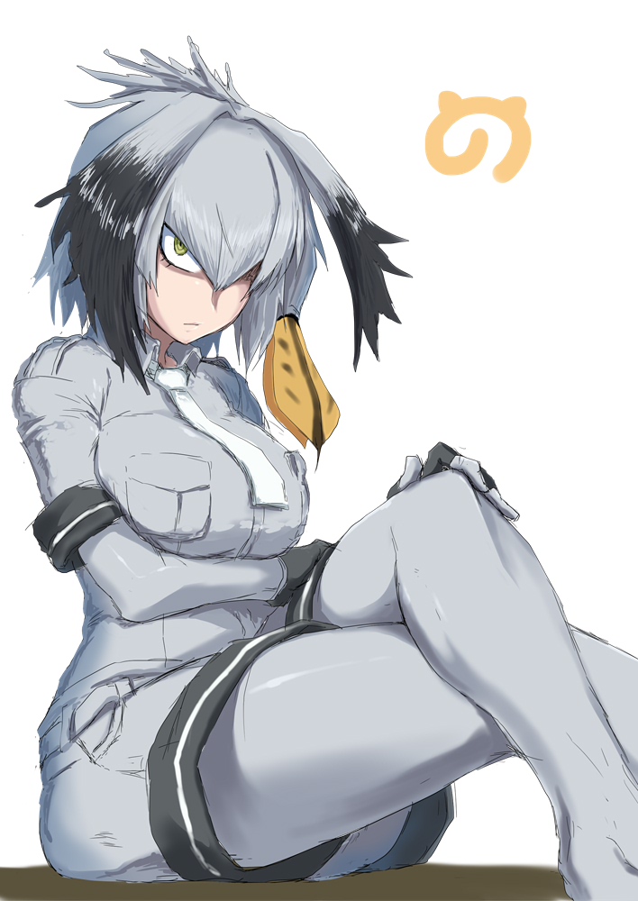 1girl, bangs, black_gloves, black_hair, bodystocking, breast_hold, breasts, closed_mouth