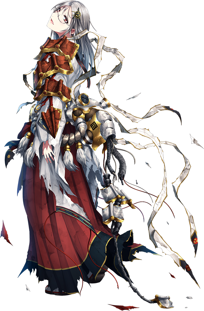 1girl, full_body, glasses, kei-suwabe, long_skirt, looking_up, nontraditional_miko, official_art, open_mouth, oshiro_project, oshiro_project_re, red_eyes, red_skirt, semi-rimless_glasses, shaft_look, silver_hair, skirt, takatenjin_(oshiro_project), torn_clothes, transparent_background