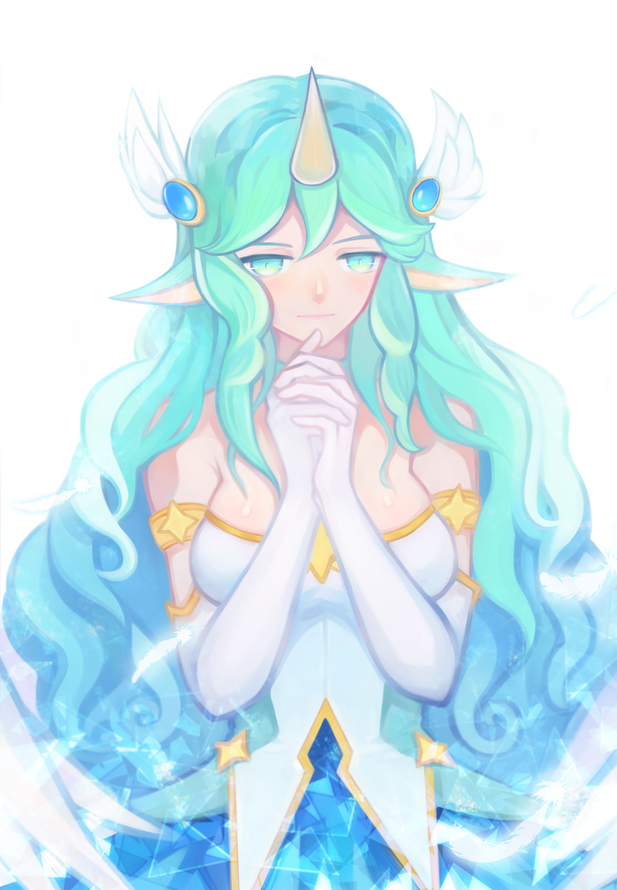 1girl, alternate_costume, alternate_hair_color, alternate_hair_length, alternate_hairstyle, aqua_hair, armlet, blue_eyes
