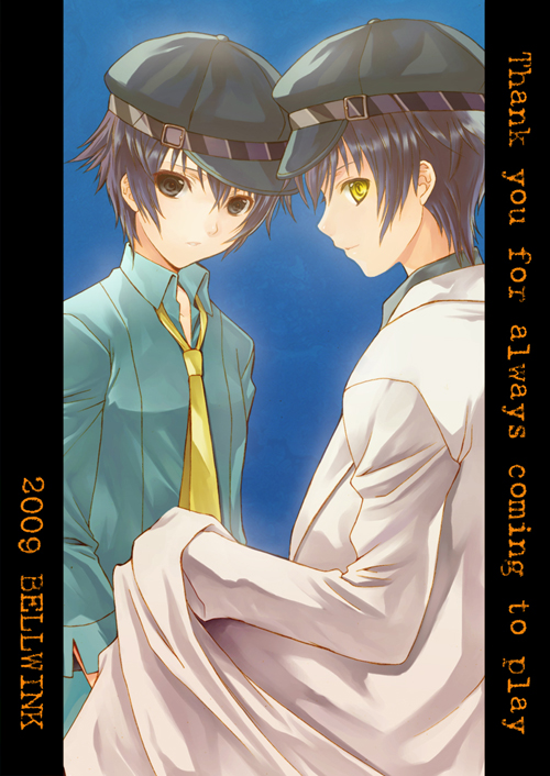 3girls, blue_eyes, blue_hair, dark_persona, dress_shirt, dual_persona, hijiri_ruka, labcoat