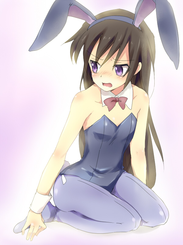 1girl, bad_id, black_hair, bunny_ears, bunny_girl, bunnysuit, code_geass, genderswap