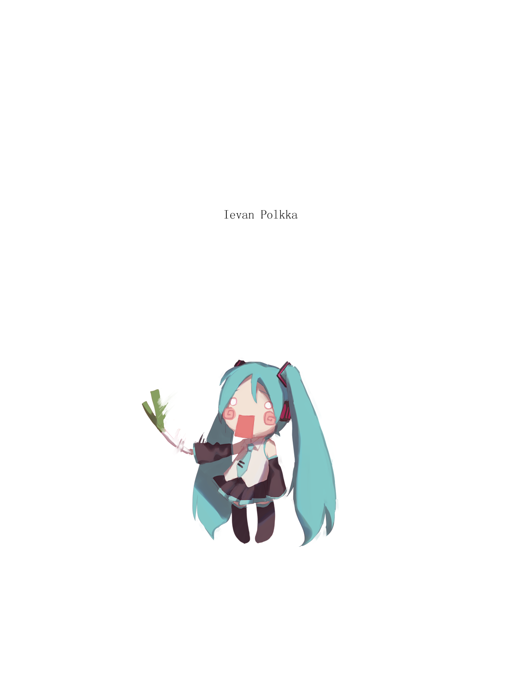 1girl, aqua_necktie, black_boots, black_skirt, blush_stickers, boots, chibi, copyright_name