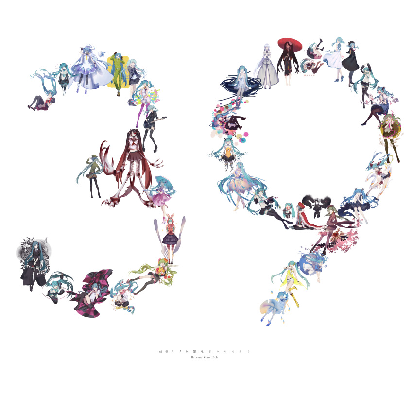 1/6_(vocaloid), 1925_(vocaloid), 39, 6+girls, :d, ;d, ^_^, absurdres