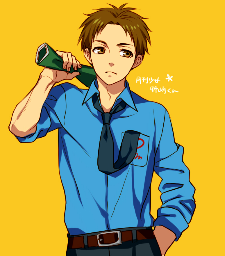 1boy, brown_hair, flaxvivi, gekkan_shoujo_nozaki-kun, hori_masayuki, male_focus, necktie, shirt_pocket