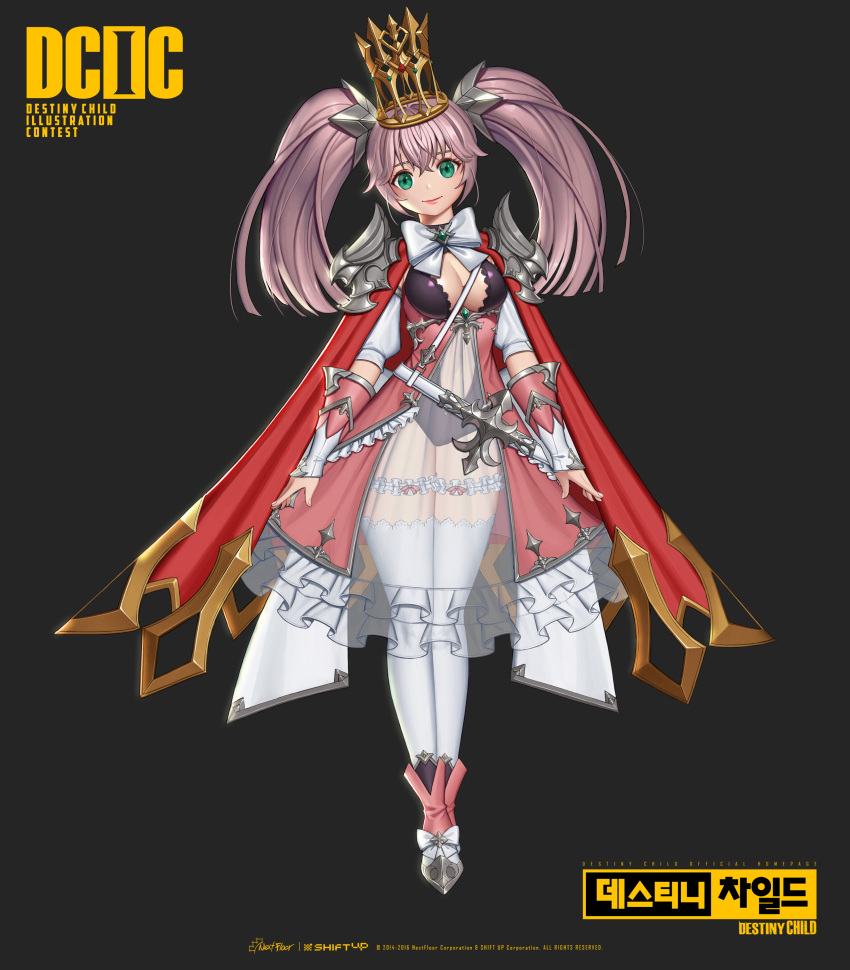 1girl, absurdres, armor, artemis_(destiny_child), blush, breasts, cleavage, closed_mouth