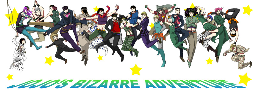 bruno_bucciarati, caesar_anthonio_zeppeli, everyone, foo_fighters, fugo_pannacotta, fungami_yuuya, giorno_giovanna, guido_mista