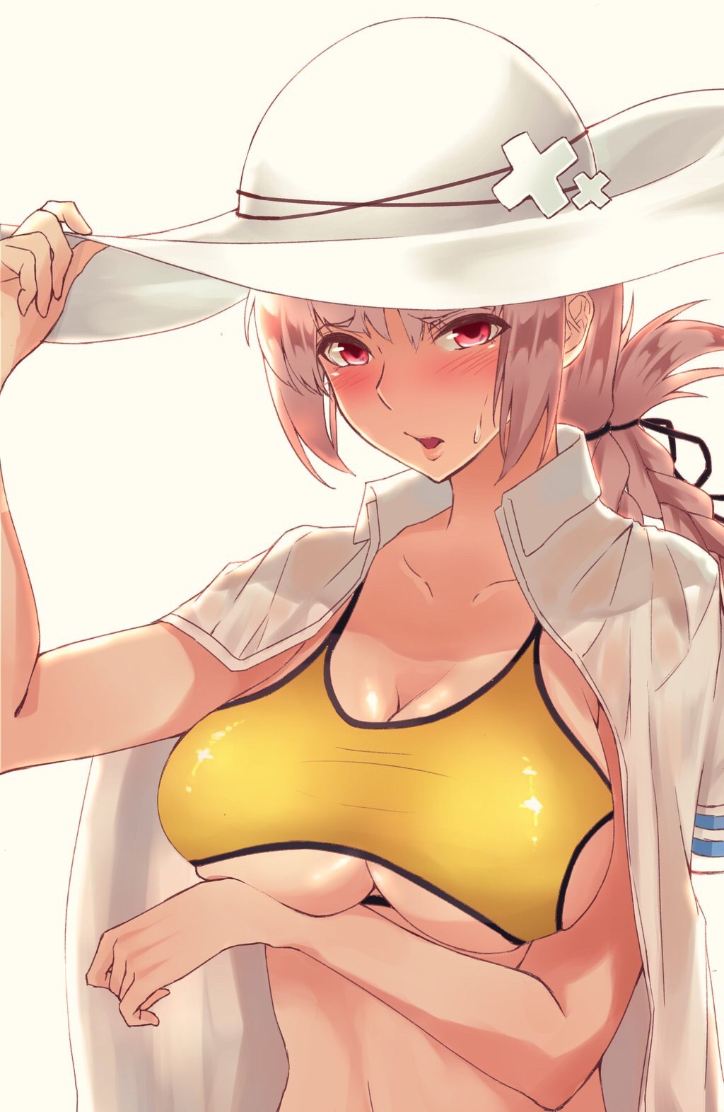 1girl, bikini, blush, breasts, collarbone, fate/grand_order, fate_(series), florence_nightingale_(fate/grand_order)