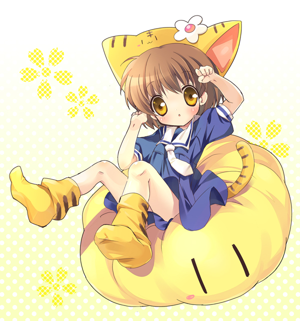 brown_eyes, brown_hair, cat_ears, cat_tail, child, clannad, cosplay, cute