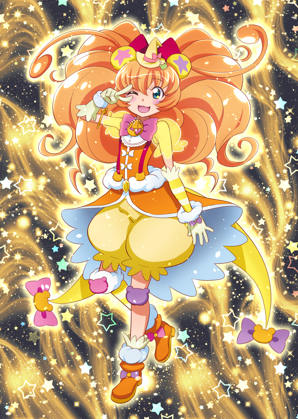 1girl, animal_ears, ankle_boots, bangs, bear_ears, blouse, blue_eyes, boots