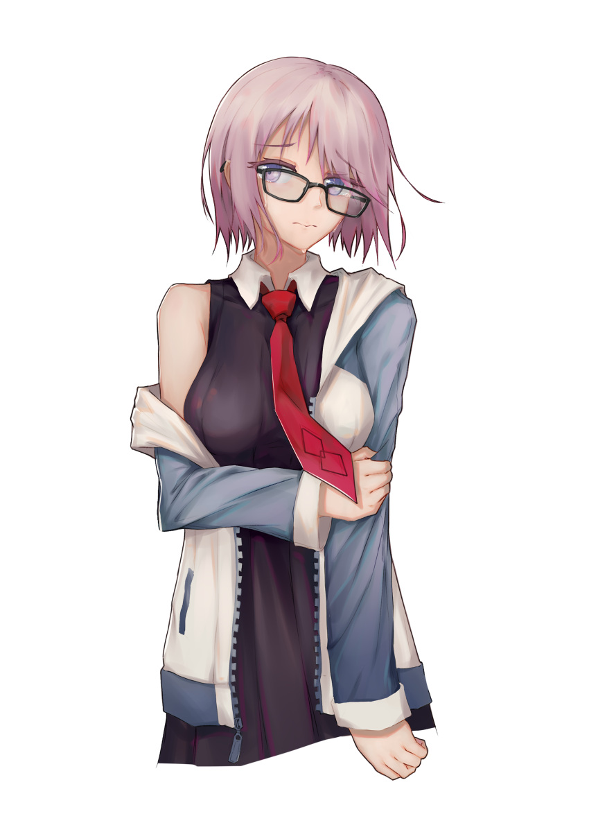 1girl, 3:, absurdres, arm_grab, bare_shoulders, black-framed_eyewear, black_dress, breasts