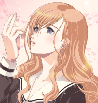 long_hair, looking_up, lowres, maria-sama_ga_miteru, petals, school_uniform, toudou_shimako, yoshizawa_tomoaki
