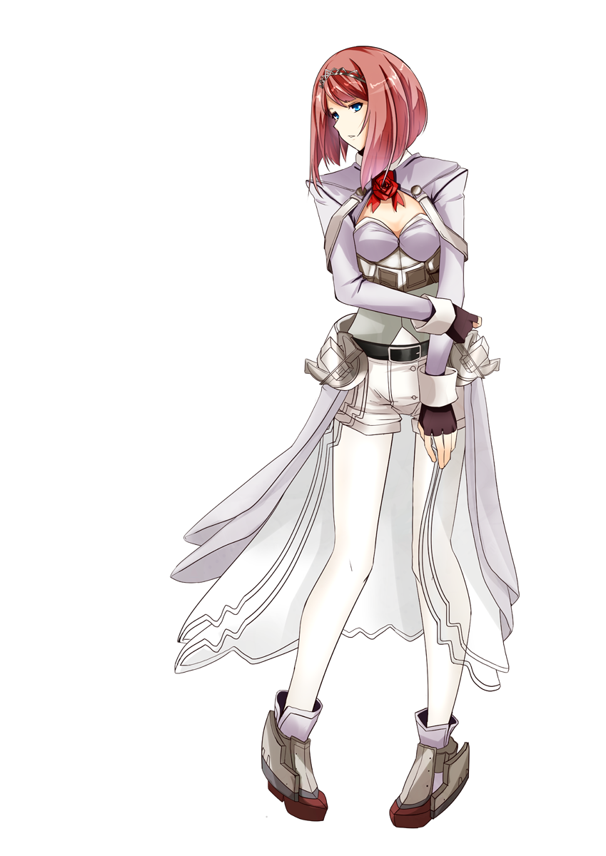 1girl, ark_royal_(kantai_collection), belt, blue_eyes, bob_cut, cleavage_cutout, fingerless_gloves, full_body