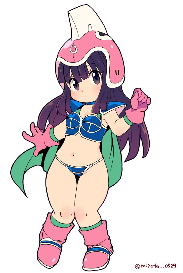 1girl, arm_up, armor, bikini, bikini_armor, black_eyes, black_hair, boots