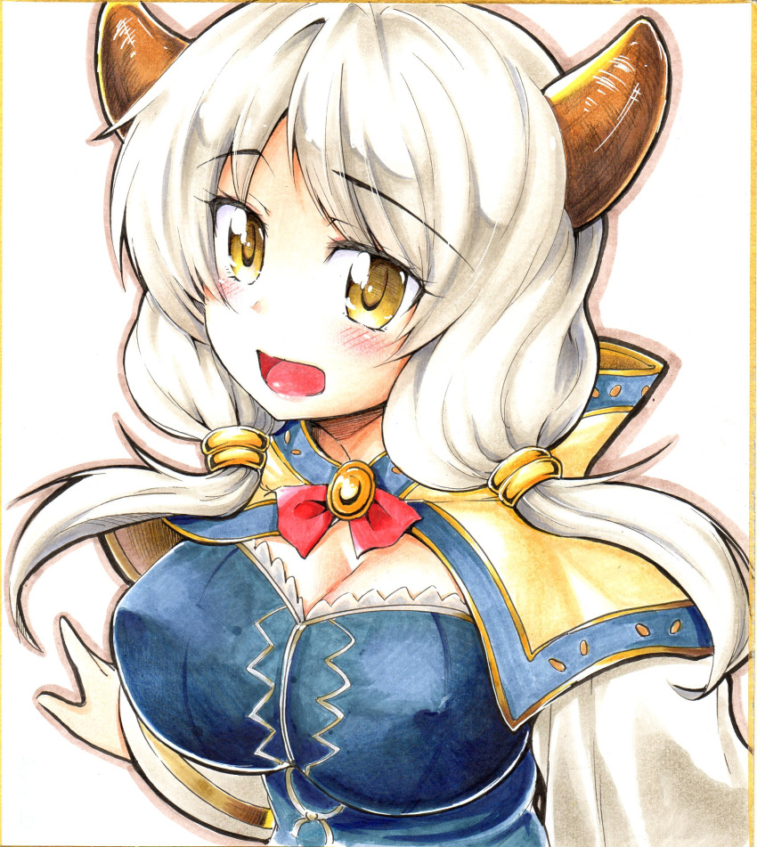 1girl, breasts, capelet, doraf, fuyuzora, granblue_fantasy, highres, horns
