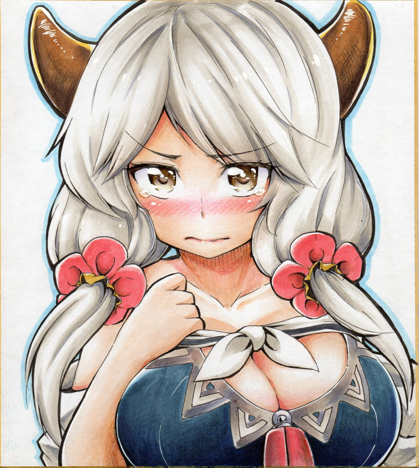 1girl, blush, breasts, doraf, fuyuzora, granblue_fantasy, highres, horns