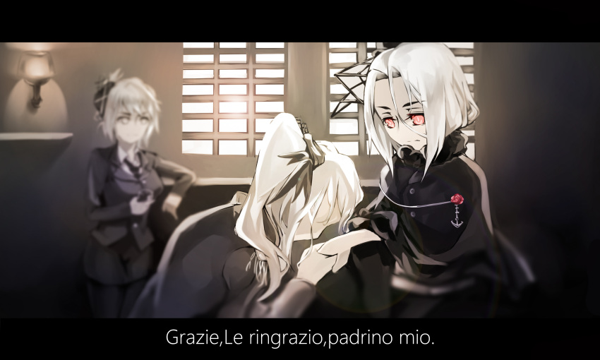 3girls, absurdres, black_necktie, formal, highres, multiple_girls, necktie, nero4