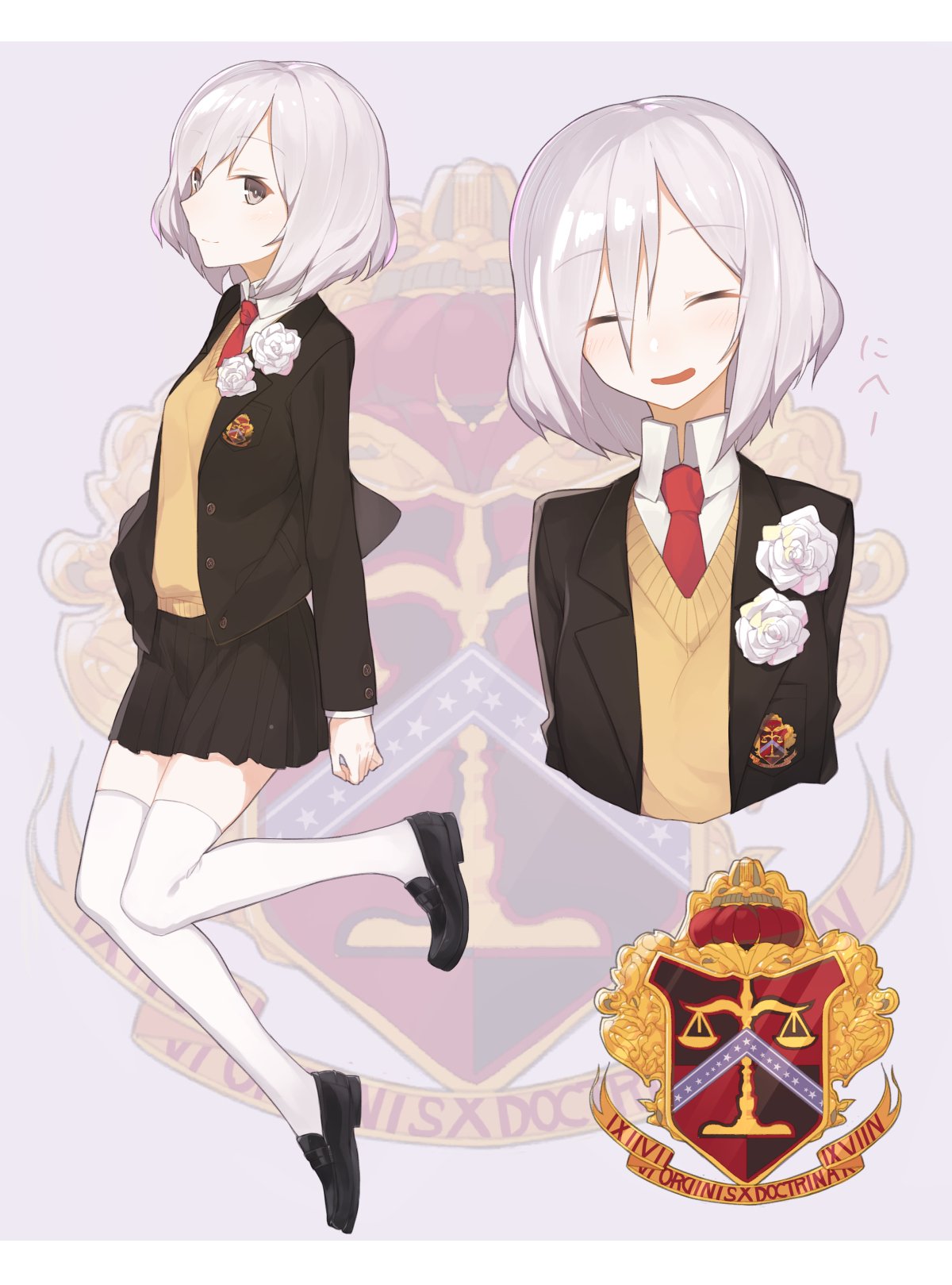 1girl, blazer, blush, grey_eyes, highres, hitoshi, jacket, looking_at_viewer