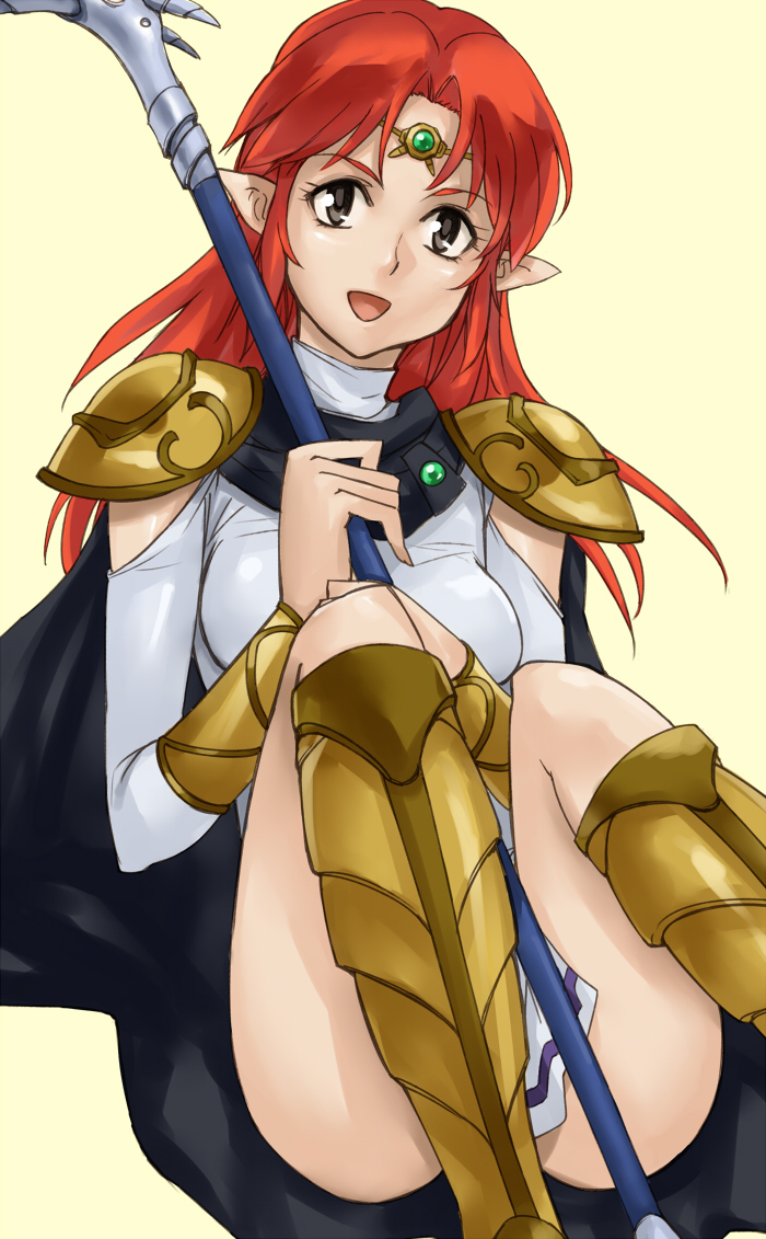 1girl, :d, azalyn, black_cape, black_eyes, breasts, cape, convenient_leg